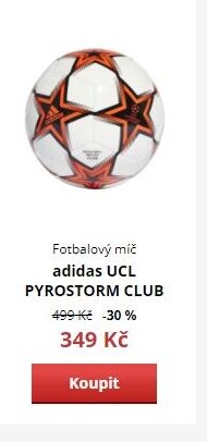 Fotbalový míč adidas UCL PYROSTORM CLUB