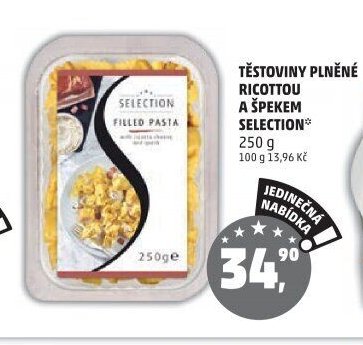 Těstoviny plněné ricottou a špekem Selection