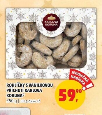 Rohlíčky s vanilkovou příchutí Karlova Koruna