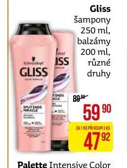 Gliss šampony 250 ml, balzámy 200 ml, různé druhy