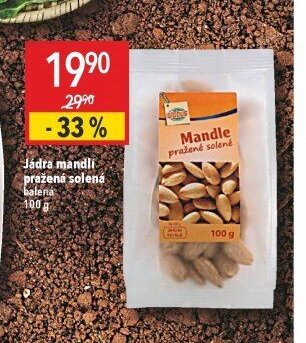 Jádra mandlí pražená solená