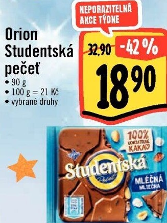 Čokoláda Studentská pečeť Orion