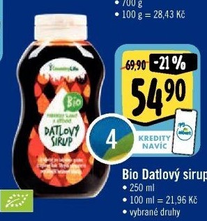 Datlový sirup bio Country Life