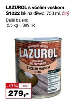 Lazura na dřevo se včelím voskem Lazurol