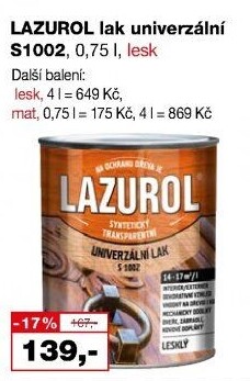 Univerzální lak na kov a dřevo Lesk Lazurol