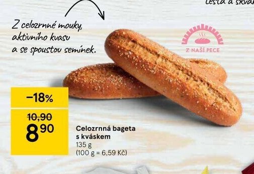 Celozrnná bageta s kváskem