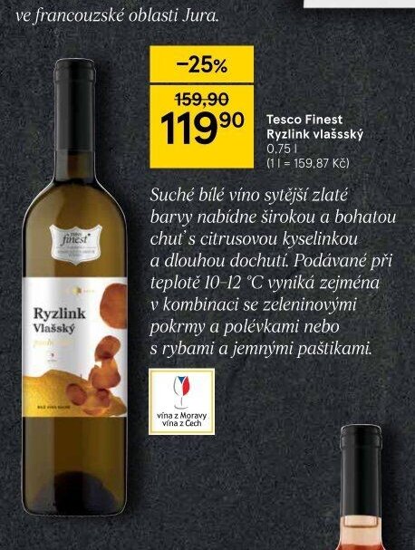 Tesco Finest Ryzlink vlašský