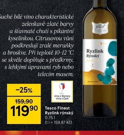 Tesco Finest Ryzlink rýnský