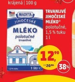 Madeta Jihočeské mléko polotučné 1,5 % tuku