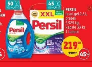 Persil prací gel 2,5 l, prášek 2,925 kg, kapsle 33 ks