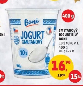 SMETANOVÝ JOGURT BÍLÝ BONI 400 g