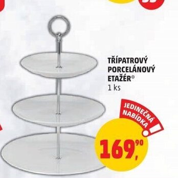 Třípatrový porcelánový etažér