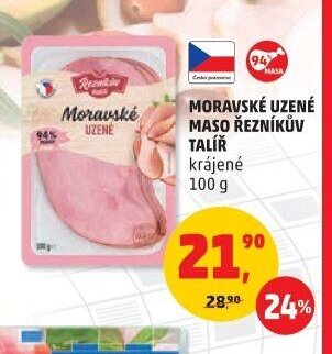MORAVSKÉ UZENÉ MASO ŘEZNÍKŮV TALÍŘ krájené 100 g