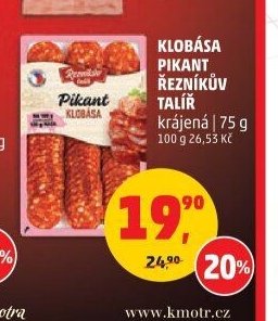 KLOBÁSA PIKANT ŘEZNÍKŮV TALÍŘ krájená 75 g