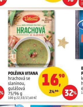 POLÉVKA VITANA hrachová se slaninou, gulášová 75/96 g