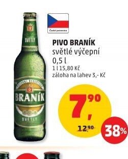 PIVO BRANÍK světlé výčepní 0,5 l