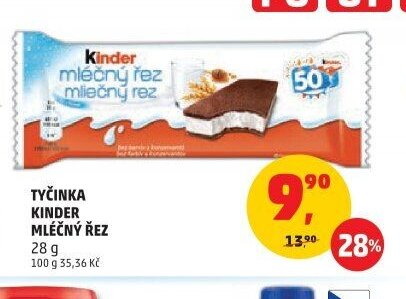 Tyčinka Kinder Mléčný řez