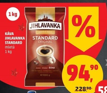 KÁVA JIHLAVANKA STANDARD mletá 1 kg