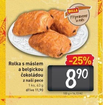 Rolka s máslem a belgickou čokoládou