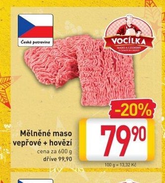 Mělněné maso vepřové + hovězí
