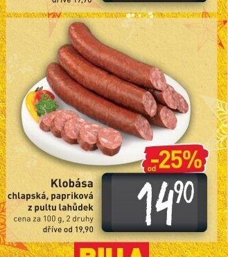Klobása chlapská, papriková z pultu lahůdek