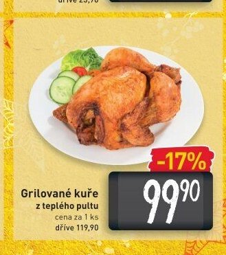 Grilované kuře z teplého pultu