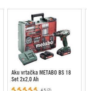 Aku vrtačka METABO BS 18 Set 2x2,0 Ah - Hornbach akcniletaky.com