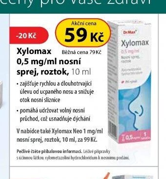 Xylomax 0,5 mg/ml nosní sprej, roztok, 10 ml