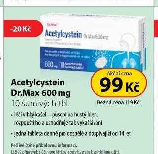 Acetylcystein Dr.Max 600 mg 10 šumivých tbl.