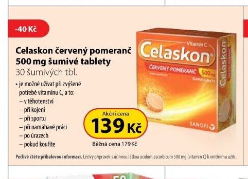 Celaskon červený pomeranč 500 mg šumivé tablety 30 šumivých tbl.