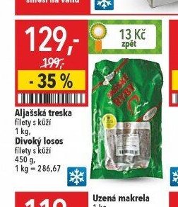 Aljašská treska filety s kůží, Divoký losos filety s kůží