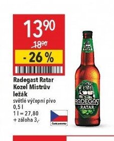 Radegast Ratar Kozel Mistrův ležák