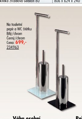 Na toaletní papír a WC štětku Černý/chrom - UNI HOBBY akcniletaky.com