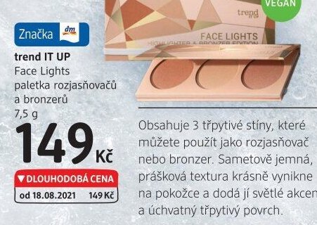 trend IT UP Face Lights paletka rozjasňovačů a bronzerů