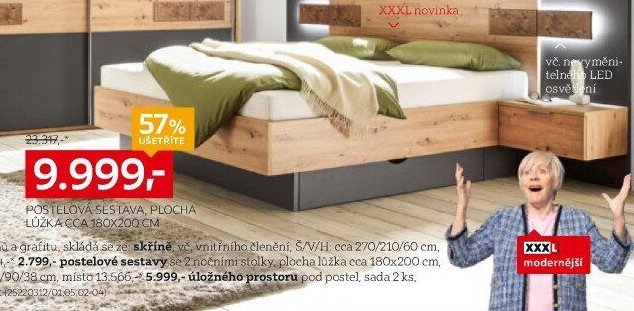 Postelová sestava, plocha lůžka cca 180x200 cm