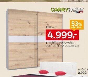 Skříň s posuvnými dveřmi, šířka cca 215 cm