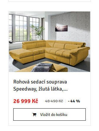 Rohová sedací souprava Speedway, žlutá látka,... - ASKO akcniletaky.com