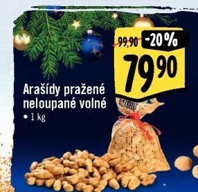 Arašídy pražené neloupané volné