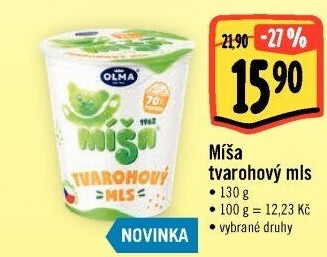 Dezert Tvarohový mls Míša Olma