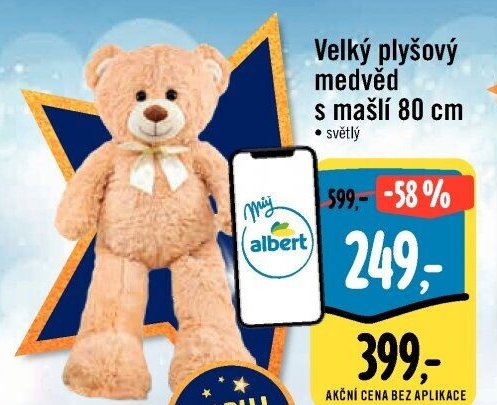 Velký plyšový medvěd s mašlí 80 cm