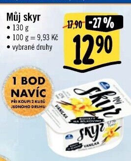 Dezert zakysaný ochucený Můj Skyr 0% Milko