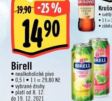 Nealkoholické pivo ochucené Birell