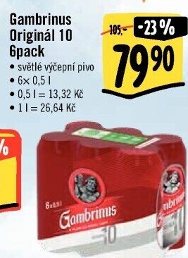 Pivo světlé výčepní Originál 10° Gambrinus