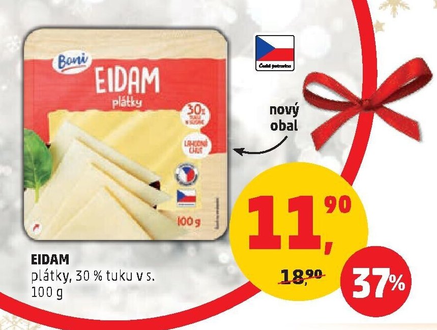 EIDAM plátky, 30 % tuku v s. 100 g
