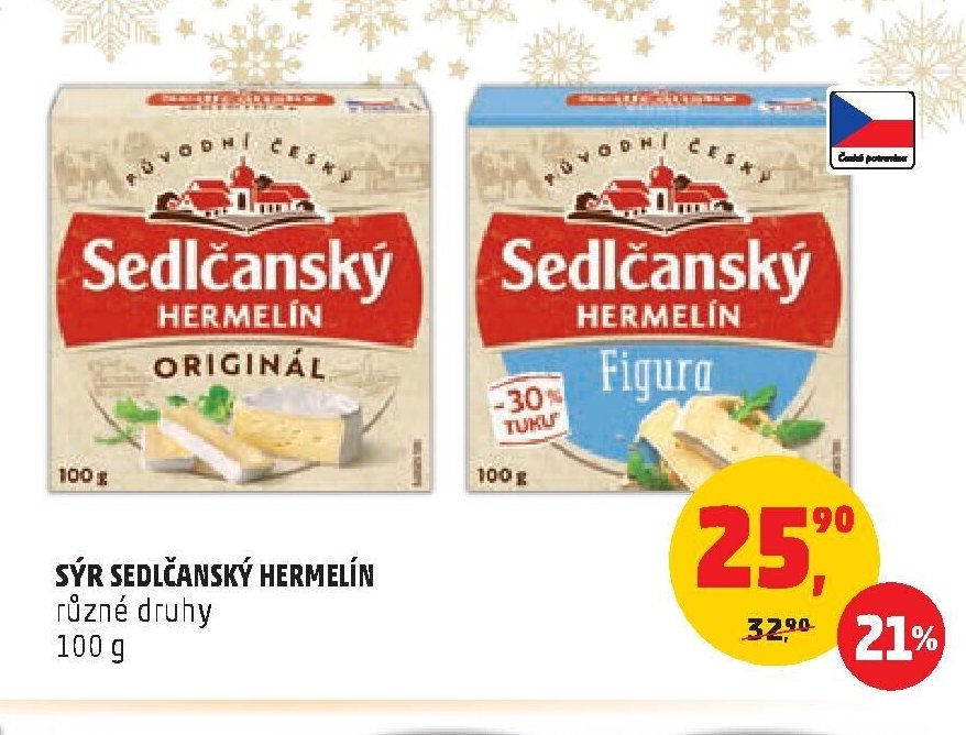 SÝR SEDLČANSKÝ HERMELÍN různé druhy 100 g