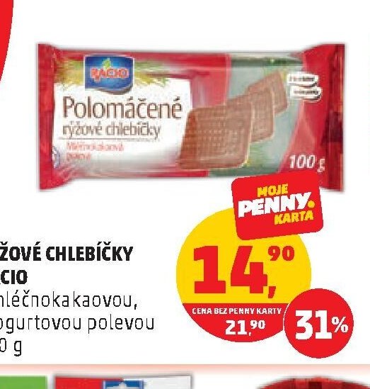 RÝŽOVÉ CHLEBÍČKY RACIO s mléčno-kakaovou, s jogurtovou polevou