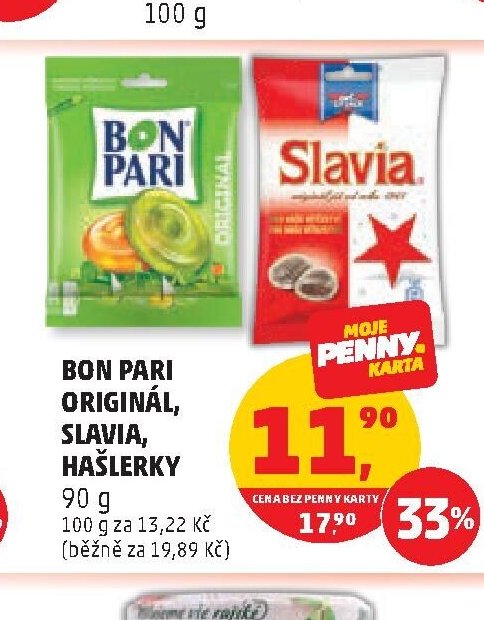 BON PARI ORIGINÁL, SLAVIA, HAŠLERKY