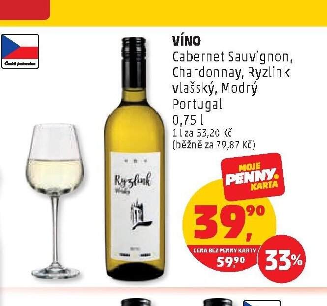 VÍNO Chardonnay, Ryzlink vlašský, Modrý Portugal
