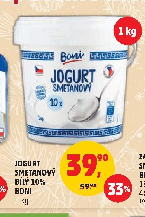 Jogurt smetanový bílý 10 % Boni 1 kg