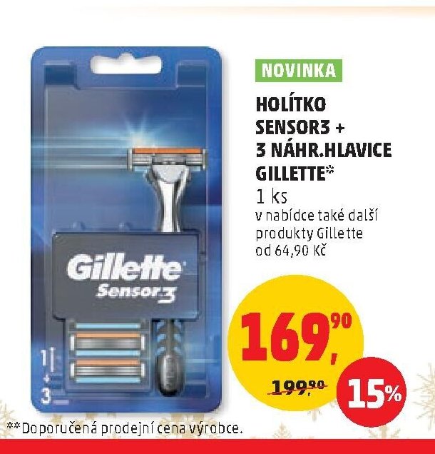 Holítko Sensor3 + 3 náhr. hlavice Gillette